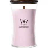 Woodwick Cherry Blossom & Vanilla tuoksukynttilä sisältää puusydämen 610 g