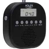 Adler Vedenpitävä FM-radio kellolla ja kompaktilla muotoilulla