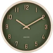 Karlsson Wall Clock Nervadura Small Dark Green W. Light Wood - Green - Ø 22 CM