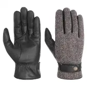 Stetson Woolrich Leather Gloves Black 7.5