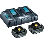 Makita - Akkulaturi + akku 2 x - Li-Ion - 5 Ah - 2 x akkujen laturi