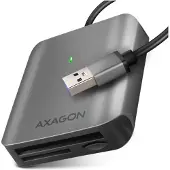 Axagon SD/mSD/CF/MMC -kortinlukija, 3-paikkainen, UHS-II, 3.2 Gen1 USB-A, harmaa