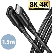 Axagon 3.2 Gen2x2 USB-C -jatkokaapeli, uros-naaras, 20Gbps, PD3.1 240W, punottu, 1,5m, musta