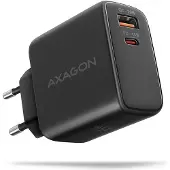 Axagon 45W verkkovirtalaturi, USB-C + USB-A, PD3.0/QC4+, musta