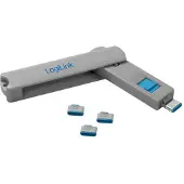 Logilink USB-C-portin lukkosarja, 1x avain, 4x lukko, sininen/harmaa