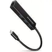 Axagon 4-porttinen 3.2 Gen1 USB-C -hubi, Gigabit RJ-45, 0,2m, musta