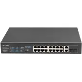 Lanberg RSFE-16P-2C-250, Hallitsematon, Gigabit Ethernet (10/100/1000), Power over Ethernet -tuki, Telineasennus, 1U