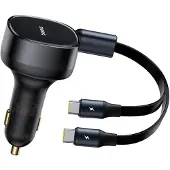 Baseus Enjoyment Retractable 2-in-1 Car Charger C+C 33W Cluster Black