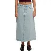 Superdry for woman. W7210406A Blue Denim Cargo Maxi Skirt (XXS), Casual, Cotton