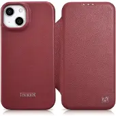 ICarer CE Premium Leather Folio Case iPhone 14 Plus leather case with magnetic flap MagSafe red (WMI14220715-RD)