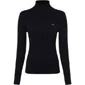 Gant for woman. 4800102 Eights Knitted Pullover with Swan Neck in Navy Stretch Cotton (L), Casual