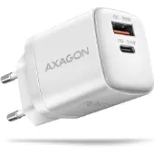 Axagon 30W verkkovirtalaturi, USB-C + USB-A, PD3/QC3, valkoinen
