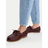 Timberland for woman. TB0A2Q9XEIW1 Classic brown leather boat shoes (38.5 W), Flat, Laces, Casual