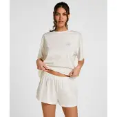 Hunkemoller Pj Ss Short Co Embroiderie - Cream - S