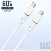 Dudao L25C USB-C - USB-C Silicone Cable 60W 1m - White