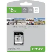 PNY Elite, 16 GB, SDHC, Luokka 10, UHS-I, Class 1 (U1), Musta (P-SD16GU1100EL-GE)