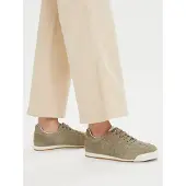 Armani Exchange for woman. XW002794AF19687Z7016 Classic Leather Sneakers (37), Flat, Laces, Casual, Green