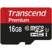 Transcend 16GB microSDHC Class 10 UHS-I, 16 GB, MicroSDHC, Luokka 10, MLC, 90 MB/s, Class 1 (U1) (TS16GUSDCU1)