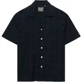 Superdry for woman. W4010551A Heritage Broderie navy shirt (XL), Casual, Short sleeve, Organic Cotton