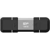 Silicon Power SP128GBUC3C51V1S, 128 GB, USB Type-A / USB Type-C, 3.2 Gen 1 (3.1 Gen 1), 120 MB/s, Suojus, Musta, Hopea