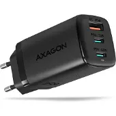 Axagon 65W GaN-verkkovirtalaturi, 2x USB-C + USB-A, PD3/QC4+, musta