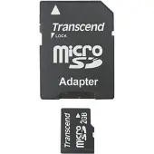 Transcend TS2GUSD 2 Gt MicroSD Class 2 -muistikortti + SD-adapteri, musta