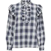 ONLY Onlfiga L/S Flounce Top Wvn - Blue - S