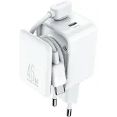 JOYROOM JR-TCL05 45W GaN-seinälaturi kahdella USB-C-portilla ja kaapelin järjestäjällä - Valkoinen