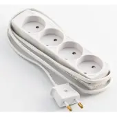 Microconnect 4-osainen virtapistorasia ilman maadoitusta, 1,5m, valkoinen