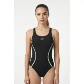 Speedo Solid Splice Medalist One Piece - Black - 38