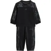 Adidas Treenipuku 'Seasonal Essentials Camo Fleece Jogger' harmaa / musta
