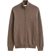 Gant Cotton Knit Zip Cardigan - Brown - L