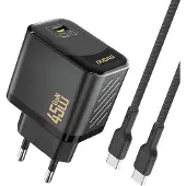 Dudao A28C 45W GaN Wall Charger + USB-C Cable - Black