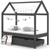 vidaXL Lasten sängynrunko laatikolla t.harmaa täysi mänty 70x140 cm