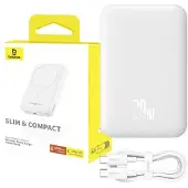 Baseus Powerbank Magnetic Mini 6000mAh 20W MagSafe (valkoinen)