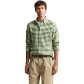 Gant Reg Cotton Linen Gingham Shirt - Green - L