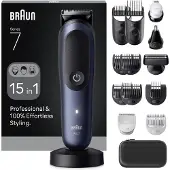 Braun All-in-One Series 7 AIO7580 märkä- ja kuiva-ajoon -parranajosetti, musta/sininen