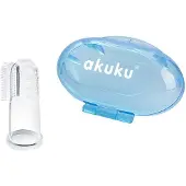 Akuku Silicone toothbrush and gums massager in case BLUE