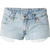 Weekday Venus Frayed Low Rise Denim Hotpants - Blue - 28