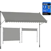 Songmics Puristettava markiisi, SONGMICS, 350x120 cm, Harmaa.