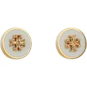 Tory Burch Icon Enamel Stud Earrings - Cream - ONE SIZE
