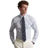 Ralph Lauren for man. 710B22585003 Blue Custom Fit stretch poplin shirt (L), Casual, Cotton, Long sleeve