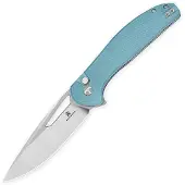 Bestechman Whalefin - Stonewash + Satin - G10 kääntöveitsi, sininen
