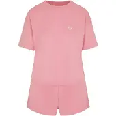 Hunkemoller Pj Ss Short Co Emb Heart - Pink - XL