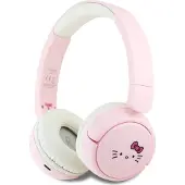 Hello Kitty -kasvologolla ja pinkillä Bluetooth-nappikuulokkeilla