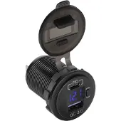 Peiying Charger USB+USB type C car charger with Quick Charge, Power Delivery and voltage meter 48W