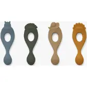 Liewood Silikoni Lusikat 4-pack, Safari/Blue Multi Mix