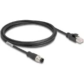 DeLOCK 80851, 2 m, Cat5e, S/FTP (S-STP), M12, RJ-45, Musta