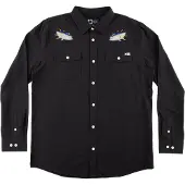 Salty Crew Men's Cortes Long Sleeve Woven Black Pitkähihaiset kauluspaidat S