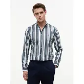 Tommy Hilfiger Paita 'Regular Fit Multicolour Stripe' smaragdi / minttu / valkoinen